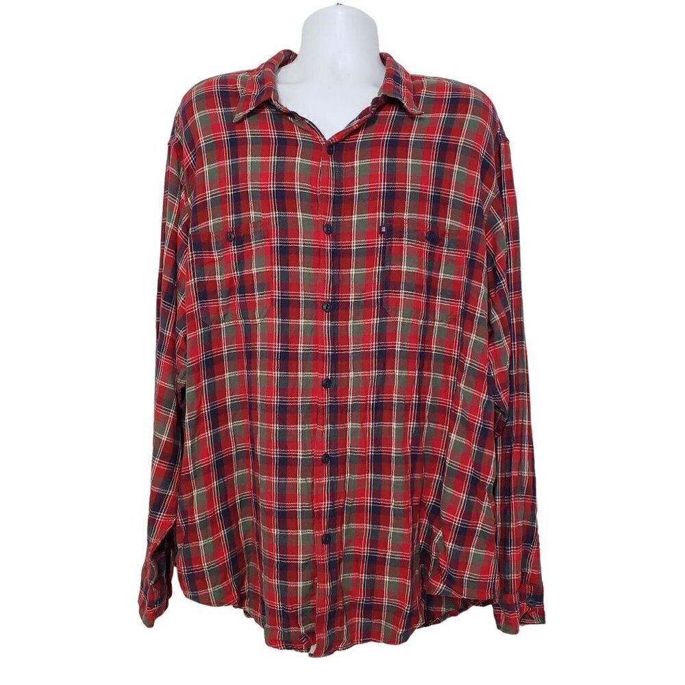 Polo Jeans Plaid Shirt Cotton Linen Long Sleeve Button Front Mens Sz XXL